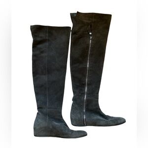 STUART WEITZMAN ELF gray suede over the knee boots